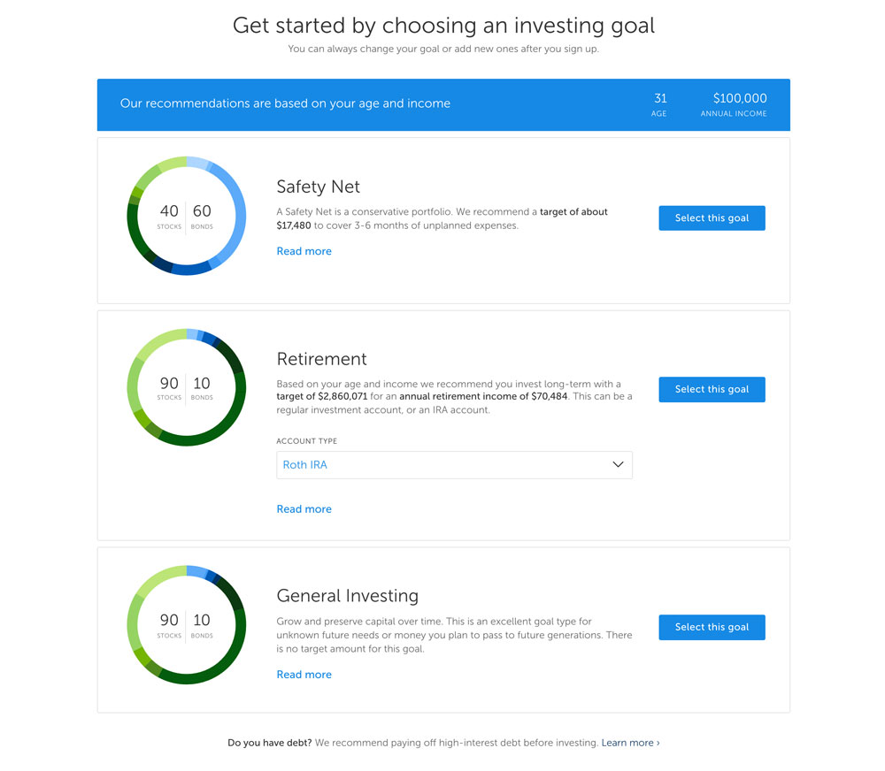 betterment onboarding step 2